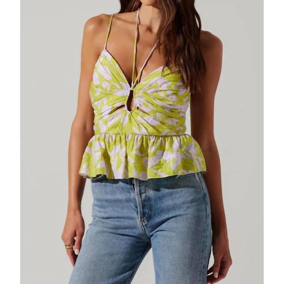 NEW ASTR minka peplum top in floral lemon - Picture 5 of 5